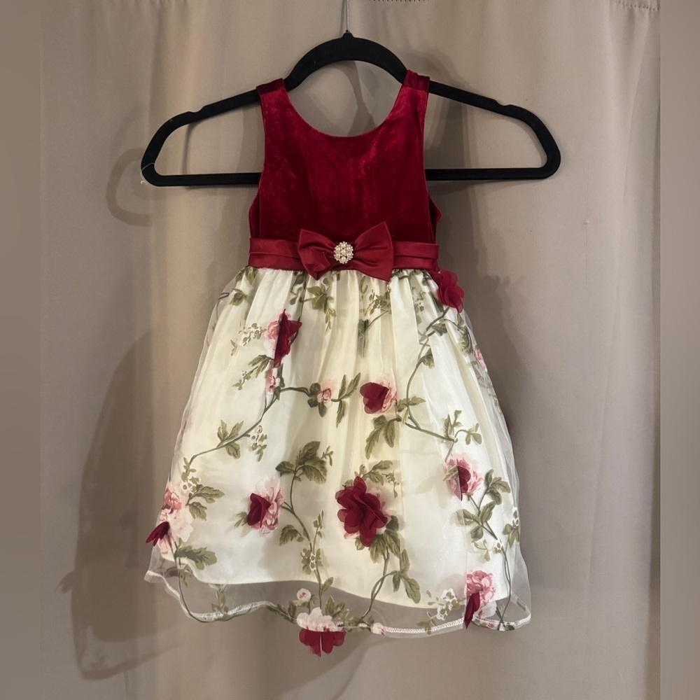 American Princess Red and Cream Floral Dress